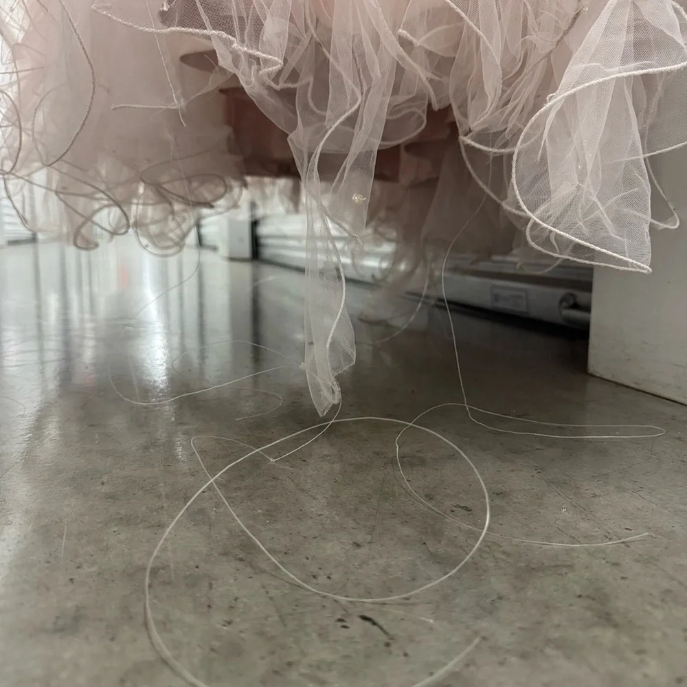 Blush Pink Ball Gown Quinceañera Prom Dress Rhinestone Corset Ruffle Tulle L/XL - Picture 9 of 14